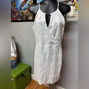 Chic White Lace Midi Dress . EUC